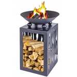 Steel Fire Pit with Log Storage W/Code - Sold by idoodirect