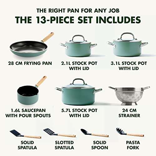 GreenPan Mayflower Healthy Ceramic Non-Stick 13-Piece Cookware Pots and Pans Set £109.99 @ Amazon