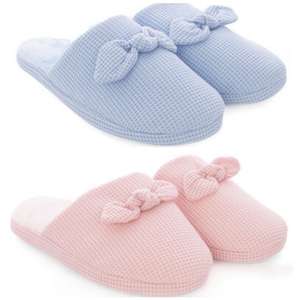 Closed Toe Waffle Bow Slippers (2 Colours / Sizes 3-8) - £3.40 + Free Delivery With Codes (In Description) @ Bonmarche