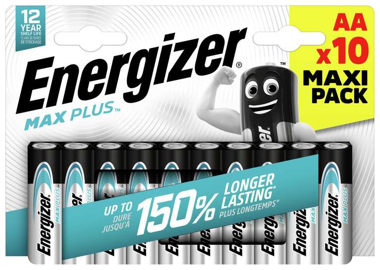 Energizer Max Plus AA Batteries - Pack of 10 £5.25 Free Collection Selected Stores @ Argos