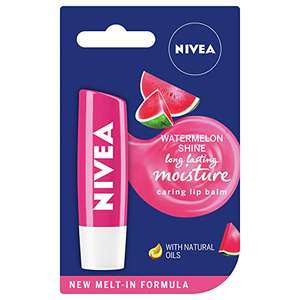 NIVEA Watermelon Shine Lip Balm 4.8g, Moisturising Lip Balm Stick with Organic Jojoba Oil Softens & Adds Shine, 24h Hydration £1.50 @ Amazon