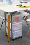 Iris Ohyama Plastic Storage Tower Organizer with ergonomic handle, 15L, 3 drawers, With wheels