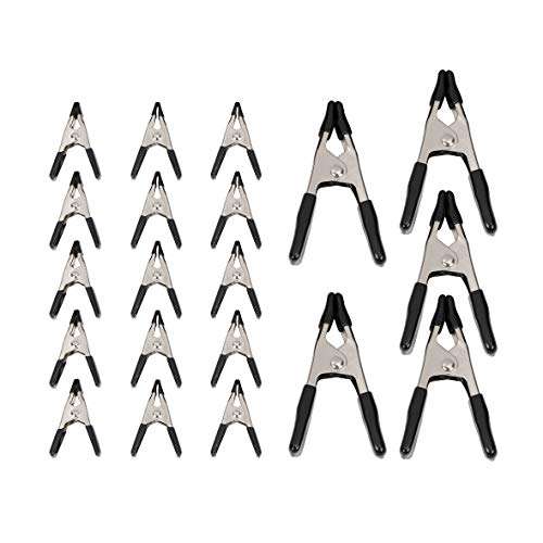 Amazon Basics 20-Piece Steel Spring Clamp Set, 15 Pack of 1.91 cm, 5 Pack of 2.54 cm, Black/Silver £11.02 Prime Exclusive @ Amazon