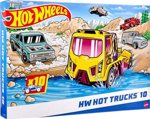 Hot Wheels Trucks 10-Pack, 10 Toy Semi-Trucks, Pickups, Construction Trucks, Big Rigs & Haulers, Modern & Retro Models