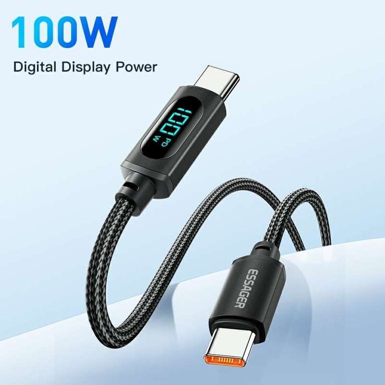 2m Essager Type C to Type C Cable 100W PD Fast Charging cable £0.48 Welcome Deal @ Digitaling Store