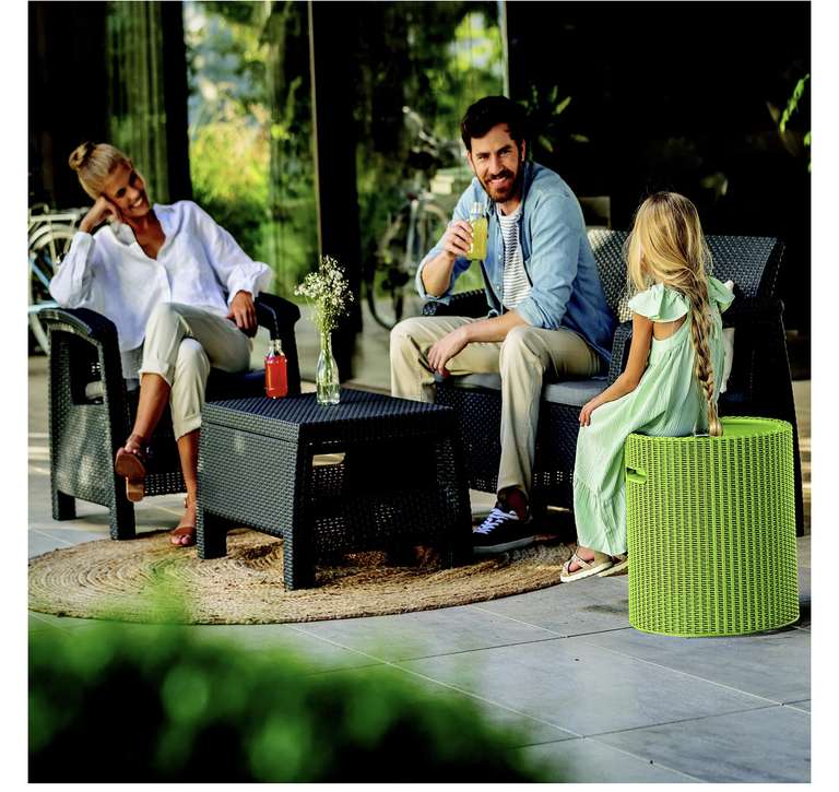 Keter Mia Green Rattan effect Cool stool & Drinks Cold Storage - C&C is free