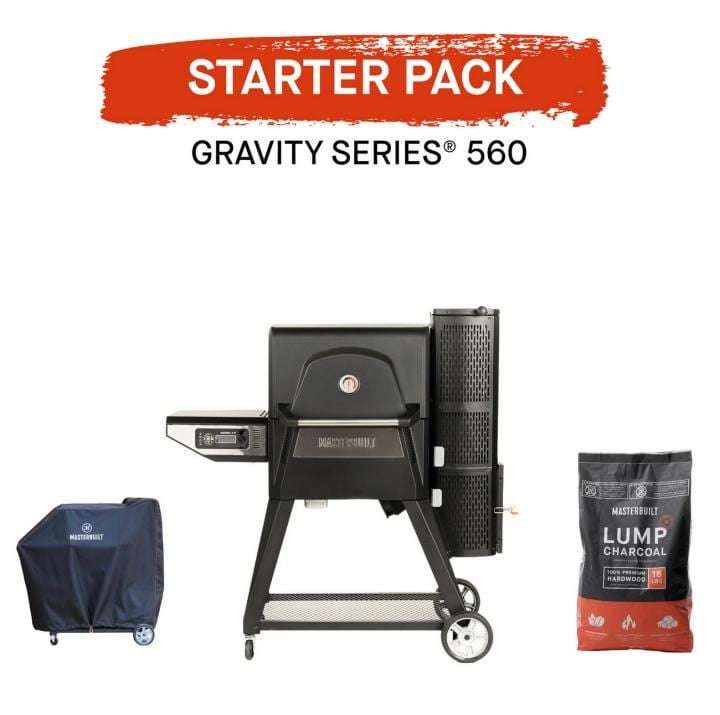Masterbuilt - Gravity Series 560 Digital Charcoal Grill and Smoker Starter Pack (Includes Cover & bag of Lumpwood Charcoal) with code