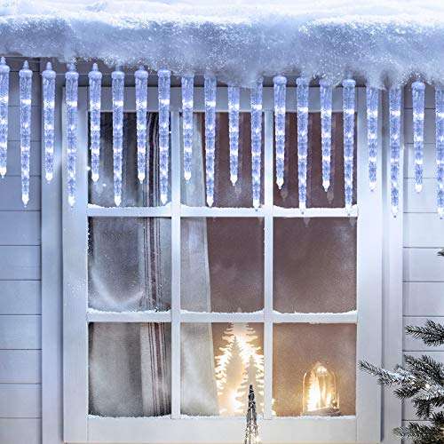 4M Moxled 20 Christmas Icicle Lights Outdoor, 90 LED, Cool White, Mains - £7.99 @ Sold by Moxled Direct / Dispatched from Amazon