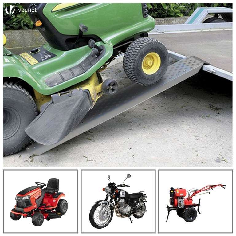 VOUNOT Loading Ramps, 2 Steel Ramps Heavy Duty for Van, Lawnmower, ATV, Quad Motorcycle, 400 kg Max Loading, 135 x 23 cm