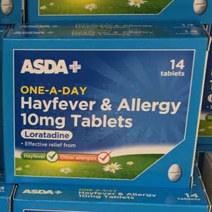 Asda hayfever & allergy 10mg Loratadine - 14 tablets 70p @ Asda Sutton