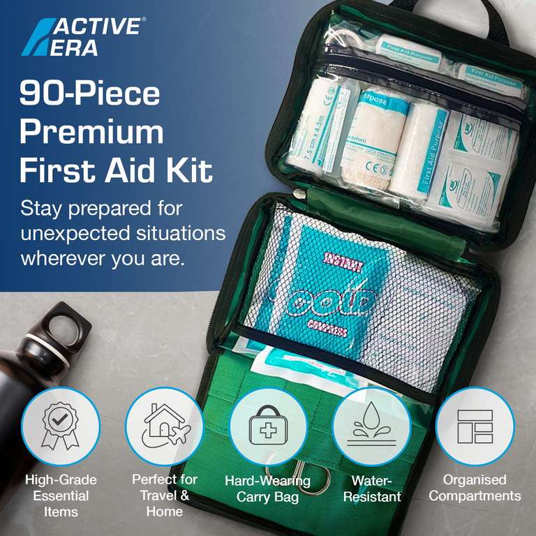 Active Era First Aid Kit with Emergency Blanket, Sterile Eyewash & more - Sold by One Retail Group / FBA