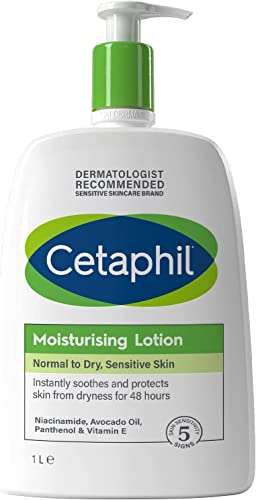 Cetaphil Face & Body Moisturiser, 1Litre, Moisturising Lotion For Normal To Dry, Sensitive Skin, With Niacinamide & Vitamin E