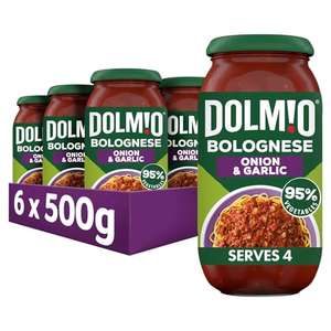 Dolmio Bolognese Onion and Garlic Pasta Sauce Jar, Bulk Multipack 6 x 500 g W/Voucher (£9.01 S&S / £6.35 with max s&s with applied vouchers)