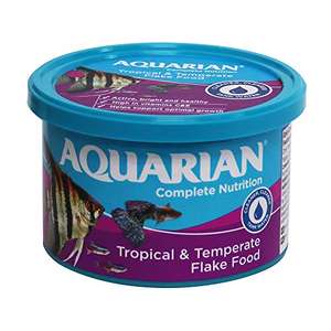 AQUARIAN Complete Nutrition, Aquarium Tropical & Temperate Fish Food Flakes, 50g Container £4.50 @ Amazon