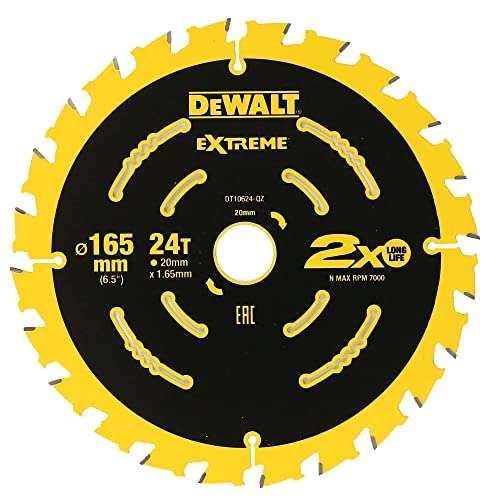DeWALT DT10624-QZ Premium Circular Saw Blade Extreme Series - 165 mm x 20 mm 24T