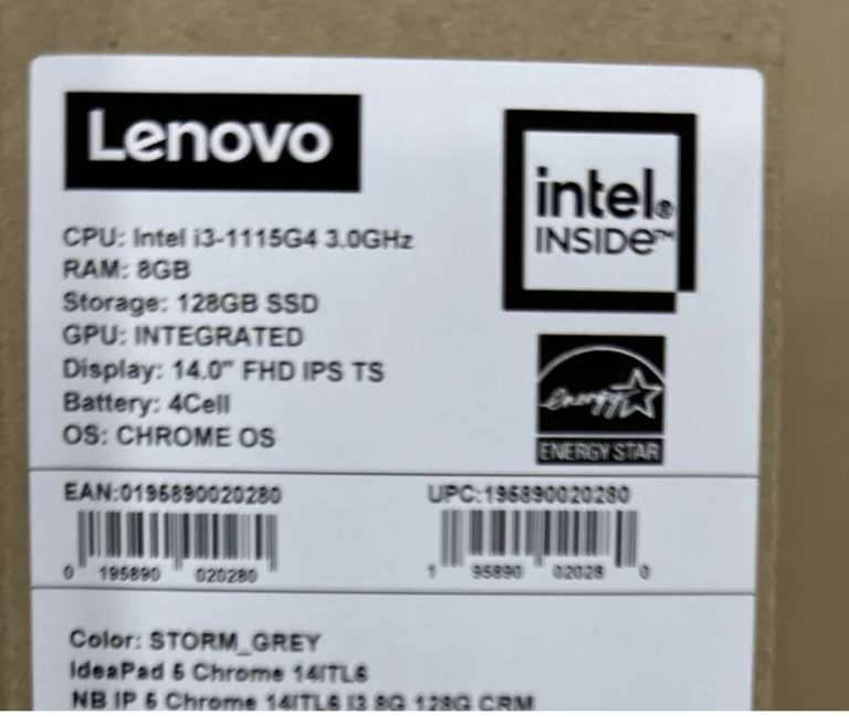 Lenovo Chromebook 5, Intel Core i3, 8GB RAM, 128GB SSD, 14 Inch Chromebook - £289.99 sold by beautystoresltd @ eBay