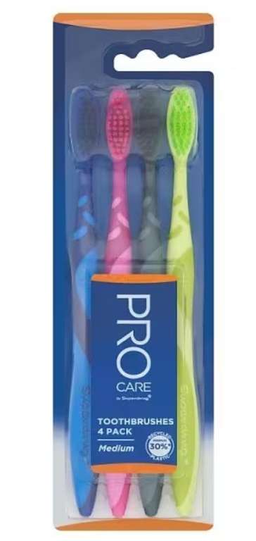 4 Pack Pro Care Toothbrush Medium/ Soft - £1.19 + Free Click & Collect @ Superdrug