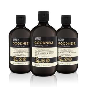 Baylis & Harding Goodness Lemongrass & Ginger Bath Soak, 500 ml (Pack of 3) - Vegan Friendly