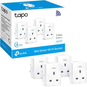 Tapo Smart Plug Wi-Fi Outlet, Max 13A Wireless Smart Socket, Tapo P110 (4-Pack) with energy monitoring.