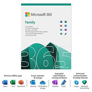 Microsoft 365 Family | Office 365 apps | up to 6 users | 1 year subscription £50 @ Amazon