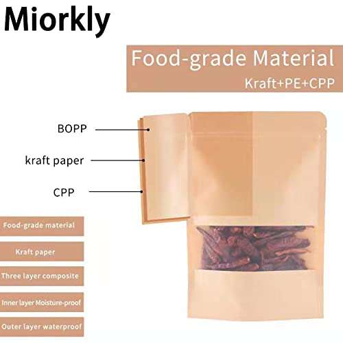 Miorkly 100pcs Small Brown Paper Bags, Kraft Paper Bags With Window (14x20x5cm) with voucher @ Luoneng / FBA