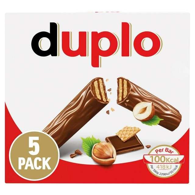 Ferrero Duplo Milk Chocolate Biscuit Bars Multipack x5 91g £1.30 Nectar price @ Sainsbury's