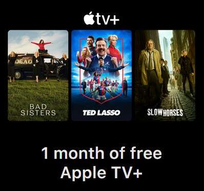 1 month of free Apple TV+ for new and returning subscribers @ Apple