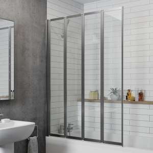 Aurora Bathroom 4 Panel Folding Bath Shower Screen Chrome 1000mm Reversible 4mm Glass - W/Code | Sold by PlumbWorld (UK Mainland)