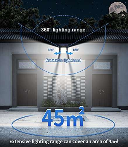 Solar Powered Security Light 122 LED Floodlight with Sensor 360° Angle With Voucher, Sold By Guohan Limited FBA