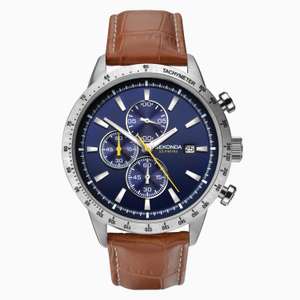 Sekonda Men's Watch With Silver Case, Leather Strap And Blue Dial - £44.99 With Code + Free Shipping - @ Sekonda