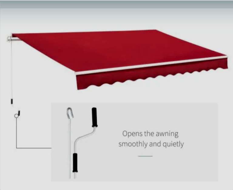 Outsunny 4x2.5M Manual Awning Red Free delivery with code