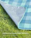 SONGMICS Picnic Blanket, 200 x 200 cm Green-Blue or Green-White