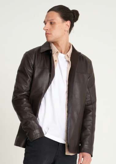 Barneys Originals Button Up Leather Reefer Jacket [all sizes]
