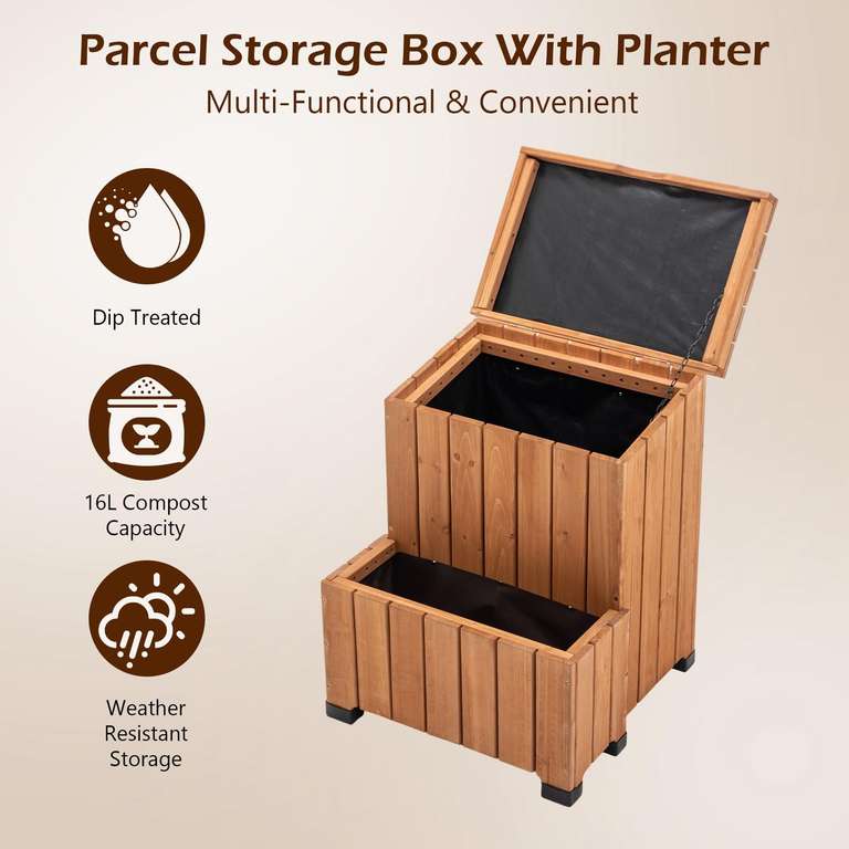 Meals Parcel Box Birchtree Wooden Parcel Storage Box with Planter – £55.99 at SB KMS ...