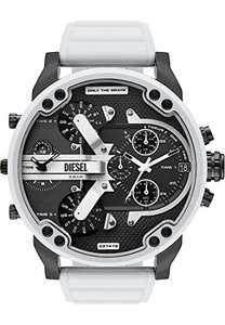 Diesel Mr. Daddy Watch for Men, multifunctional movement with white, silicone strap