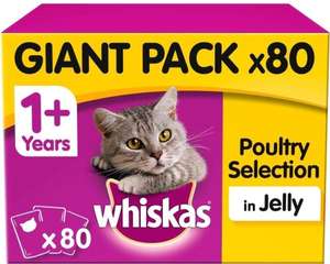Whiskas Adult Cat Food Pouches Poultry Feasts In Jelly 80 x 85g in Talbot Green