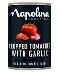 Napolina Chopped tomatoes with garlic 3 for £1 at Farmfoods Ilford