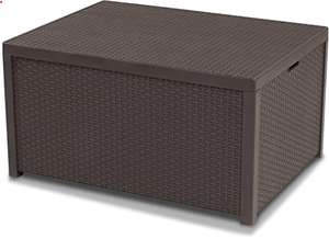 Keter Allibert Arica rattan effect Coffee Table with storage Outdoor Garden Furniture, Brown (146L) - sold and fulfilled by Online_Street