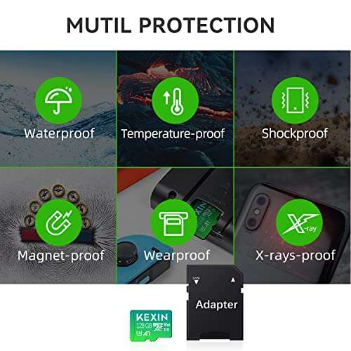 KEXIN 128GB Micro SD Card, for 4K Camera Pro, SD Adapter Include Sold by KTDISK / FBA