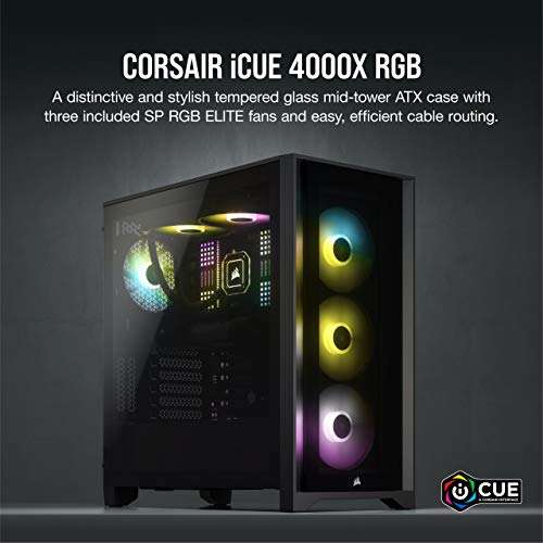 CORSAIR iCUE 4000X RGB Tempered Glass Mid-Tower ATX PC Case