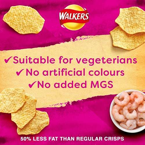 Walkers Oven Baked Prawn Cocktail Multipack Crisps, 32 x 37.5g (£8.22 S&S)
