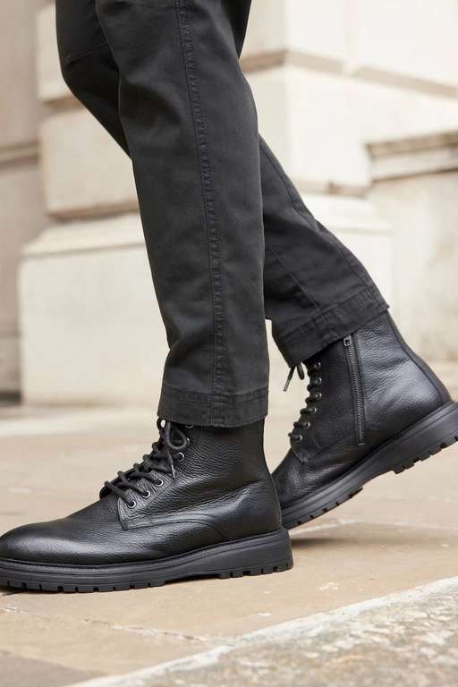 Next Men’s Leather Chunky Boots (Sizes 7-11) - Free C&C