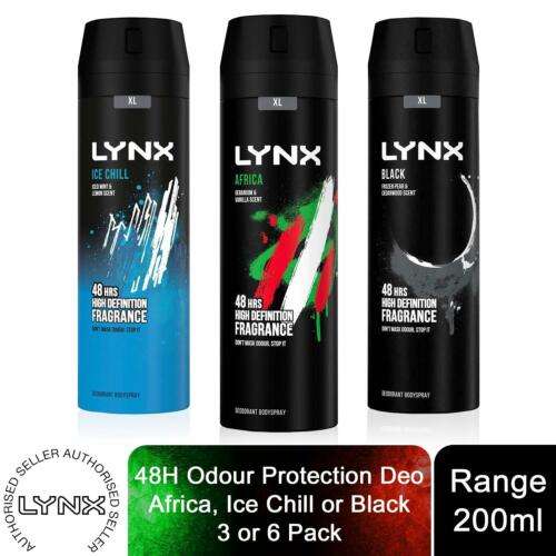 Lynx XL 48-Hour Body Spray Deodorant - Africa, 6 Pack, 200ml for £13.59 with code @ eBay / avant garde brands