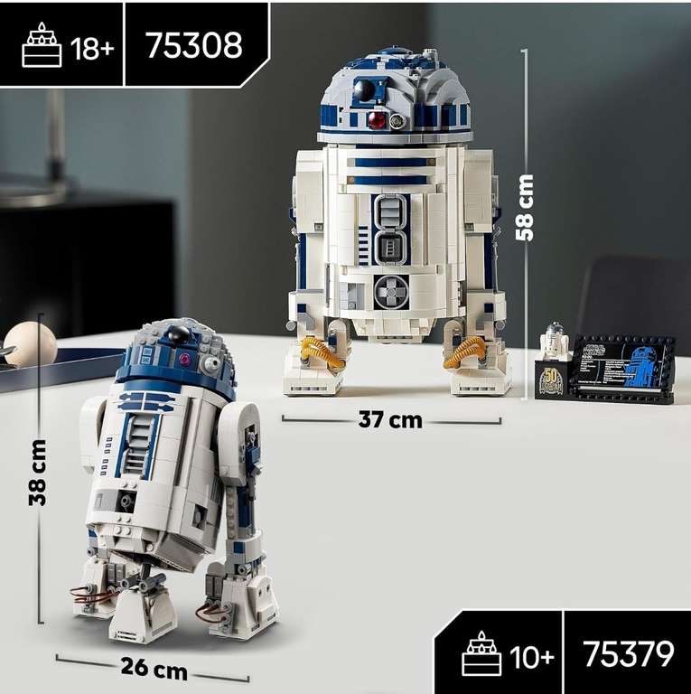 LEGO Star Wars R2-D2 Droid Building Set for Adults, Collectible Display Model with Luke Skywalker’s Lightsaber 75308 age 18+