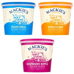 Mackie's of Scotland Real Dairy Ice Cream 1L (Traditional / Honeycomb / Raspberry Ripple) (Nectar Price)