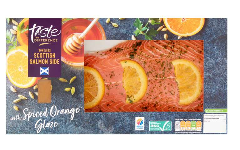 Taste the difference Boneless Scottish Salmon side with spiced orange and honey glaze - with Nectar card Swindon