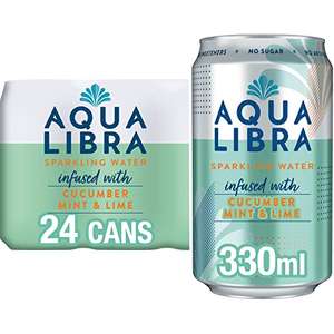 Aqua Libra Sparkling Water - Natural Flavour, No Sugar - Low Calorie - Cucumber, Mint & Lime - 330 ml - 24 pack (£9.69 - £10.26 with S&S)