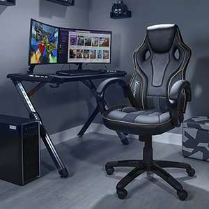 X-Rocker Maverick Gaming Chair, Ergonomic Racing Desk Chair with Armrest, Swivel Chair Back Support, Adjustable Height Black/Gold