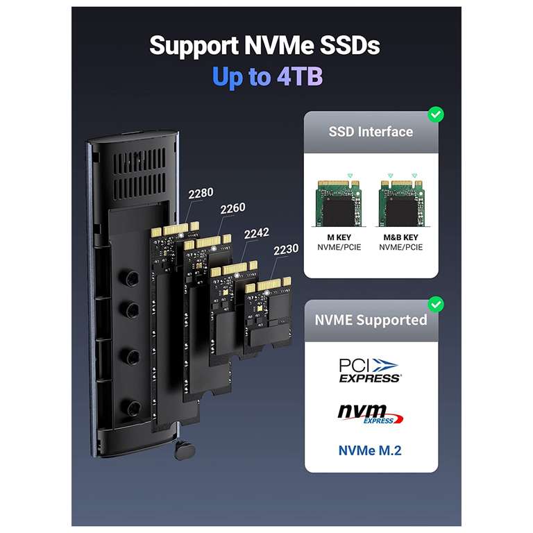 UGREEN M.2 NVMe USB 3.2 Gen 2 SSD Enclosure - £17.99 Delivered @ Ugreen Group Limited / Amazon