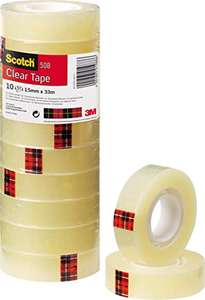 Scotch Transparent Tape 508 - 10 Rolls - 15 mm x 33 m - General Purpose Clear Tape £5.49 @ Amazon